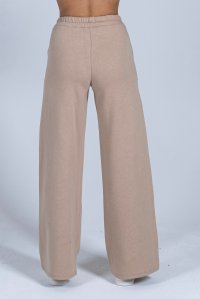 Βαμβακερή παντελόνα φούτερ με πλεκτές λεπτομέρειες beige