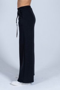 Βαμβακερή παντελόνα φούτερ με πλεκτές λεπτομέρειες black