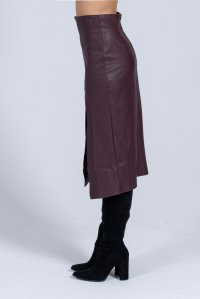 Μίντι φούστα από δερματίνη dark purple