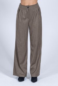 Wide leg striped pants brown