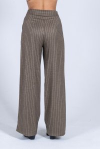 Wide leg striped pants brown
