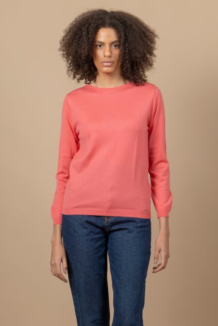 Wool blend basic sweater camelia rose