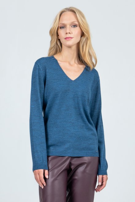 Wool blend v-neck sweater ocean