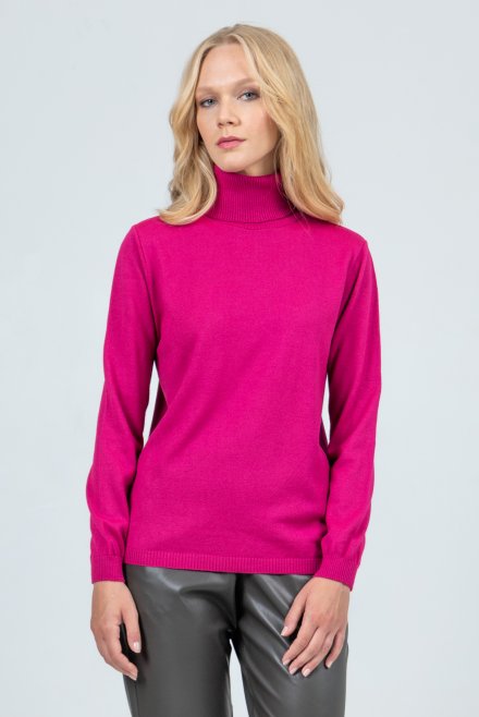 Wool blend turtleneck sweater winter fuchsia