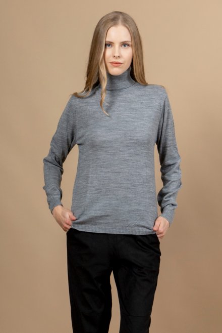 Wool blend turtleneck sweater medium grey