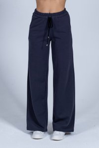 Cotton blend sweatpants with knitted details blue