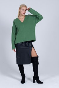 Wool blend v-neck sweater green