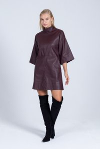 Faux leather mini dress dark purple