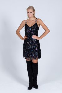 Lace dress with knitted details multicolored