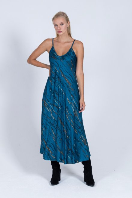 Maxi dress with straps petrol