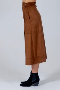Faux suede wrap skirt brown