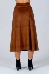 Faux suede wrap skirt brown