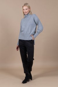 Cashmere blend turtleneck sweater medium grey