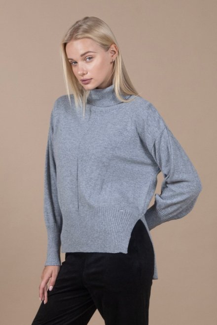Cashmere blend turtleneck sweater medium grey