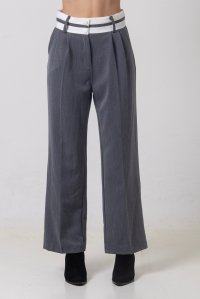 Straight pleated pants grey