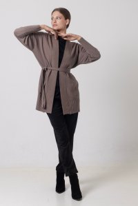 Cashmere blend ribbed cardigan taupe