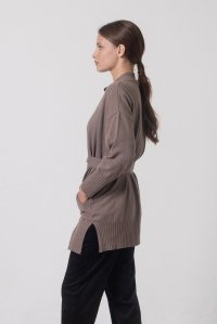 Cashmere blend ribbed cardigan taupe