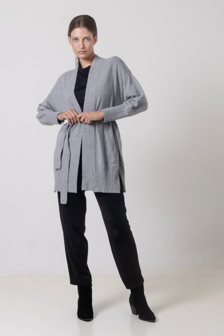 Cashmere blend ribbed cardigan medium grey