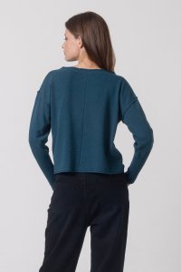 Cashmere blend crew-neck cropped sweater petrol