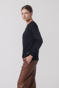 Cotton-blend relaxed-fit sweater black