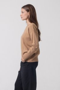 Cotton-blend relaxed-fit sweater camel