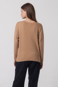 Cotton-blend relaxed-fit sweater camel