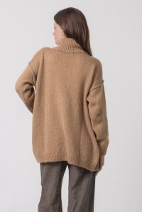 Mohair blend sweater  with front slit camel