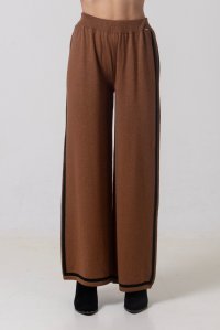 Coton blend two-tone pants amber brown-black