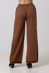 Coton blend two-tone pants amber brown-black
