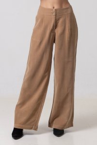 Pleated loose trousers camel