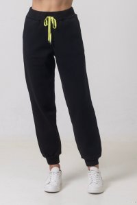 Cotton blend track pants with knittted details black