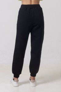Cotton blend track pants with knittted details black