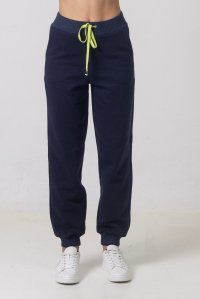 Cotton blend track pants with knittted details navy