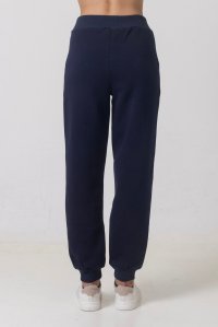 Cotton blend track pants with knittted details navy