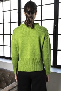 Mohair blend sweater with side slits bright   green