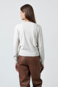 Cotton blend wrap effect sweater beige