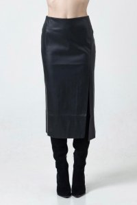 Faux leather midi skirt black