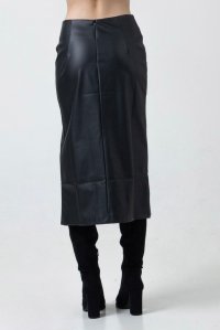 Faux leather midi skirt black