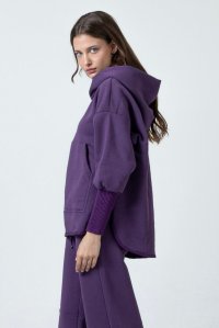Cotton bland sweatshirt with knitted details violet