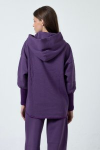 Cotton bland sweatshirt with knitted details violet