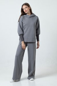 Cotton bland sweatshirt with knitted details medium grey