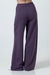 Βαμβακερή παντελόνα φούτερ με πλεκτές λεπτομέρειες dusty violet