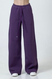 Βαμβακερή παντελόνα φούτερ με πλεκτές λεπτομέρειες violet