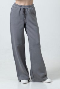 Βαμβακερή παντελόνα φούτερ με πλεκτές λεπτομέρειες medium grey