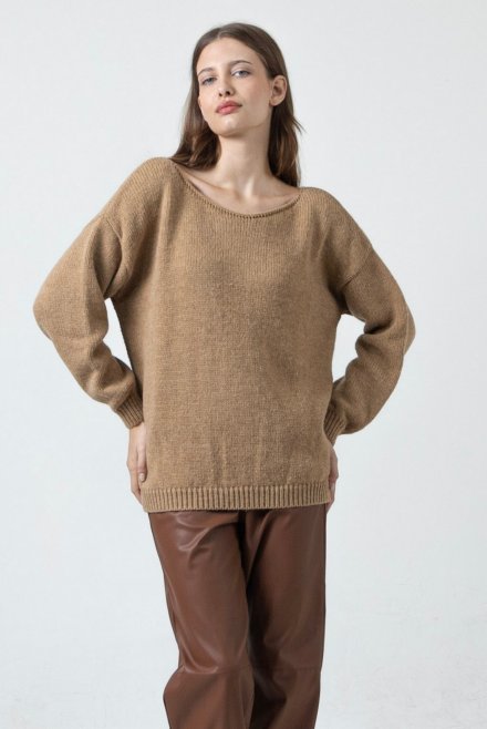 Alpaca blend basic sweater camel