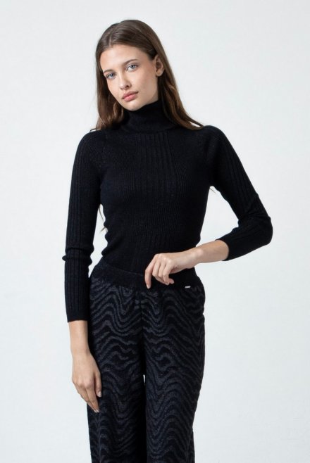 Lurex turtleneck sweater black