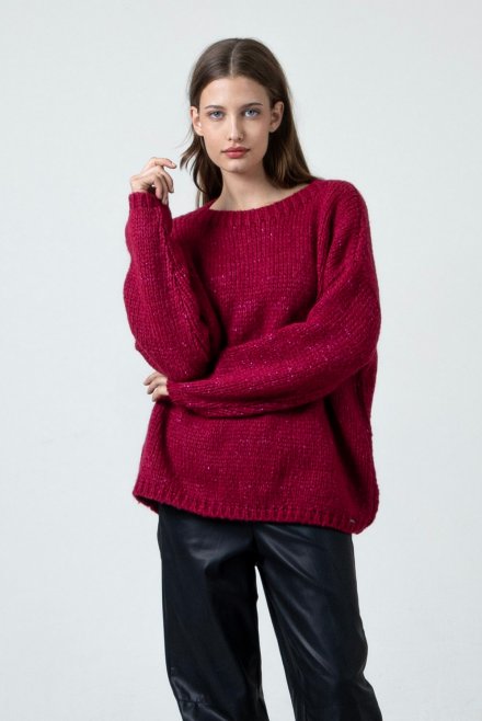 Mohair-lurex blend oversized  sweater rose