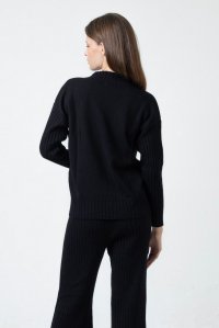 Wool blend cut-out sweater black