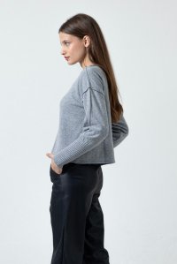 Κοντό πουλόβερ με κασμίρι medium grey