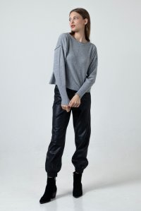 Cashmere blend crew-neck cropped sweater medium grey